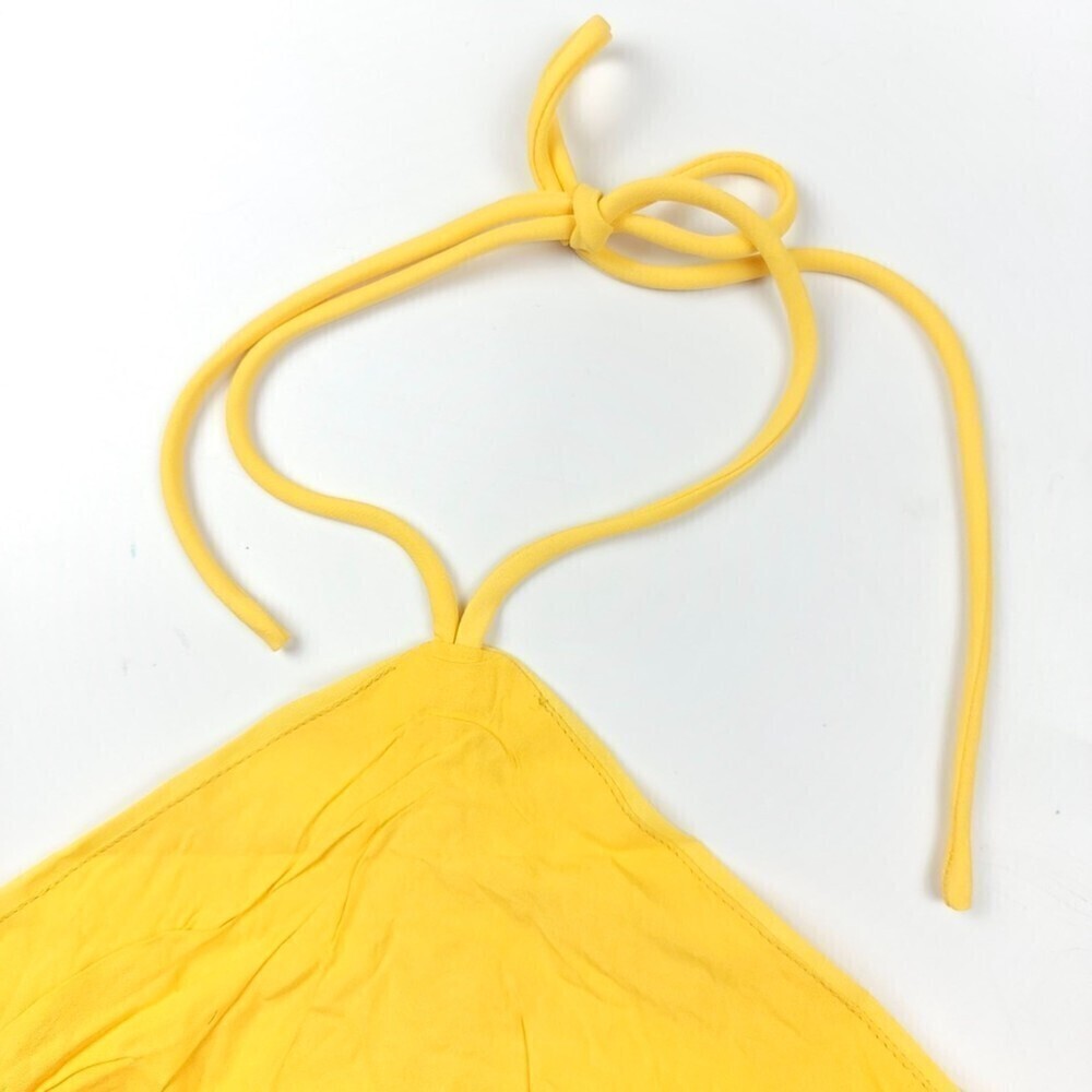 NWT Superdown Harlie Halter Cut Out Crop Top Ruched Boho Yellow Y2k Resort Small - Picture 8 of 11